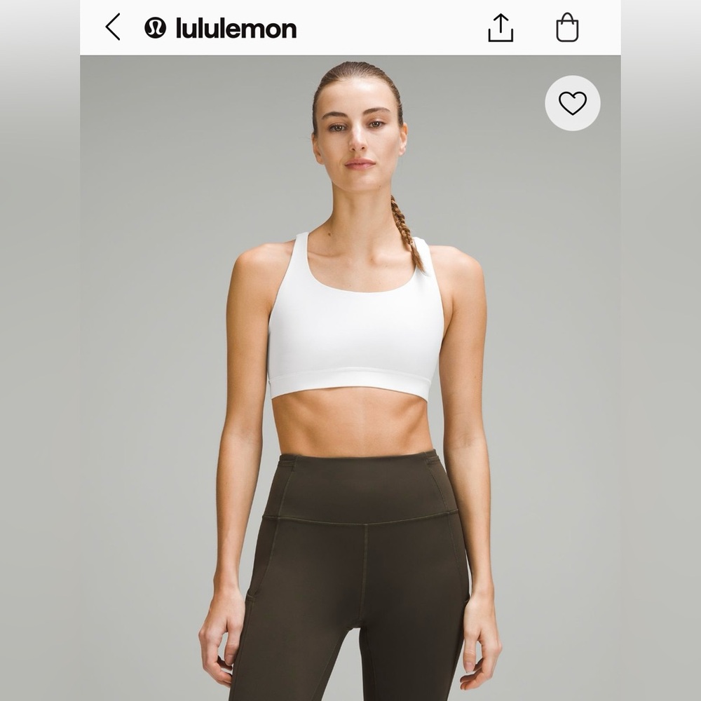 Lululemon Energy Longline bra Size 8; White